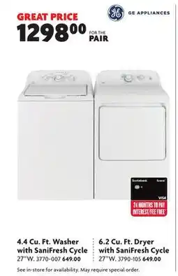 Home Hardware 4.4 Cu. Ft. Washer with SaniFresh Cycle 6.2 Cu. Ft. Dryer with SaniFresh Cycle offer