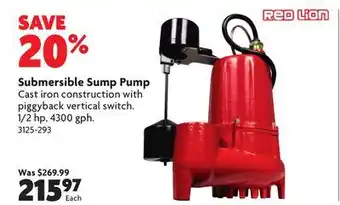 Home Hardware Submersible Sump Pump offer