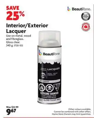 Home Hardware Interior/Exterior Lacquer offer