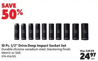 Home Hardware 10 Pc. 1/2 Drive Deep Impact Socket Set offer