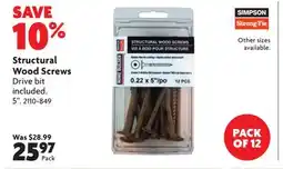 Home Hardware Structural Wood Screws offer