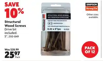 Home Hardware Structural Wood Screws offer