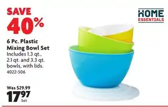 Home Hardware 6 Pc. Plastic Mixing Bowl Set offer