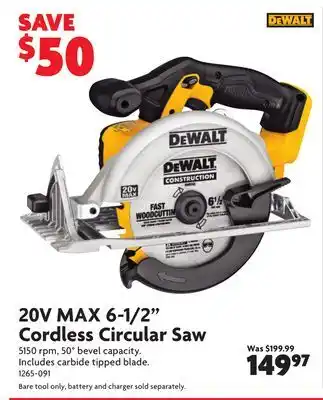 Home Hardware 20V MAX 6-1/2 Cordless Circular Saw offer