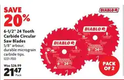 Home Hardware 6-1/2 24 Tooth Carbide Circular Saw Blades offer