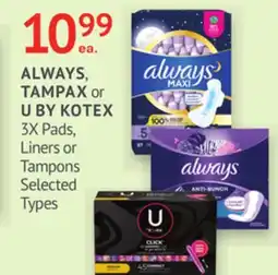 IDA Pharmacy ALWAYS, TAMPAX or U BY KOTEX offer