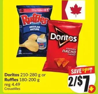 FreshCo Doritos 210-280 g or Ruffles 180-200 g offer