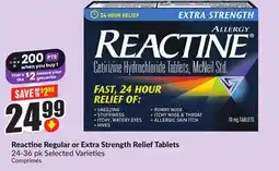 FreshCo Reactine Regular or Extra Strength Relief Tablets 24-36 pk Selected Varieties offer