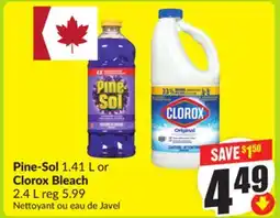 FreshCo Pine-sol 1.41 L or Clorox Bleach 2.4 L offer