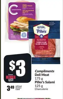 FreshCo Compliments Deli Meat 175 g Piller's Salami 125 g offer