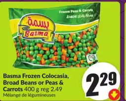 FreshCo Basma Frozen Colocasia, Broad Beans or Peas & Carrots 400 g offer