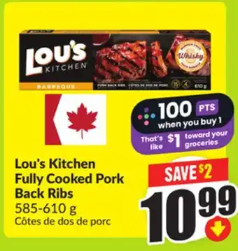 FreshCo Lou's Kitchen Fully Cooked Pork Back Ribs 585-610 g offer