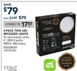 RONA 4-PACK THIN LED RECESSED LIGHTS offer