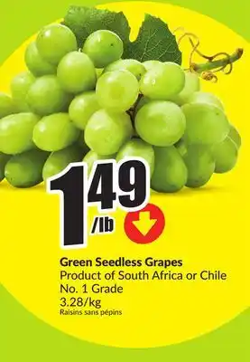 FreshCo Green Seedless Grapes Product of South Africa or Chile No. 1 Grade 3.28/kg offer