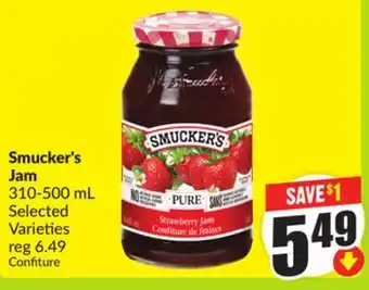 FreshCo Smucker's Jam 310-500 mL Selected Varieties offer