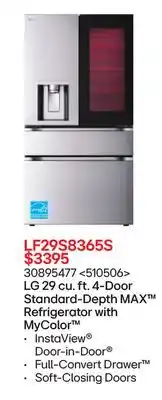 RONA LG 29 cu. ft. 4-Door on Standard-Depth MAX Refrigerator with MyColor offer