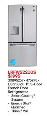 RONA LG 21.8 cu. ft. 3-Door French Door Refrigerator offer