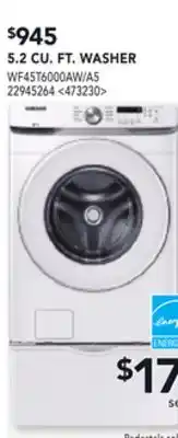 RONA SAMSUNG 5.2 CU. FT. WASHER offer