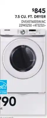 RONA 7.5 CU. FT. DRYER offer