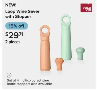 Linen Chest Loop Wine Saver with Stopper offer