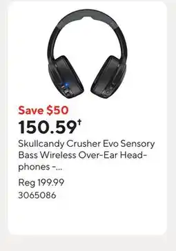 Staples Skullcandy Crusher Evo Sensory Bass Wireless Over-Ear Headphones - True Black offer