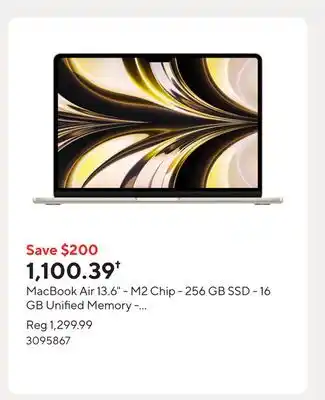 Staples MacBook Air 13.6 - M2 Chip - 256 GB SSD - 16 GB Unified Memory - Starlight - English offer