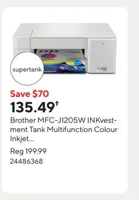 Staples Brother MFC-J1205W INKvestment Tank Multifunction Colour Inkjet Printer offer