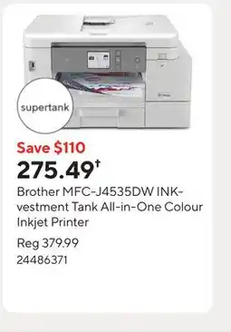 Staples Brother MFC-J4535DW INKvestment Tank All-in-One Colour Inkjet Printer offer