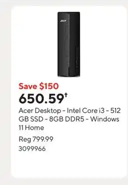 Staples Acer Desktop - Intel Core i3 - 512 GB SSD - 8GB DDR5 - Windows 11 Home offer