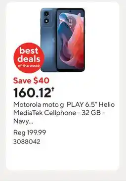 Staples Motorola moto g PLAY 6.5 Helio MediaTek Cellphone - 32 GB - Navy Blue - Unlocked offer