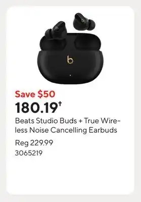 Staples Beats Studio Buds + True Wireless Noise Cancelling Earbuds offer