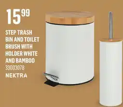 Canac Step Trash Bin and Toilet Brush with Holder White and Bamboo offer