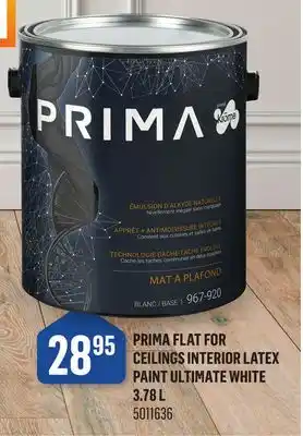 Canac Prima Flat for Ceilings Interior Latex Paint Ultimate White 3.78 L offer