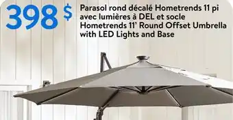 Walmart Hometrends 11' Round Offset umbrella With Led And Base offer