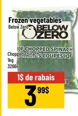 Mayrand Frozen vegetables Below Zero Chopped spinach offer