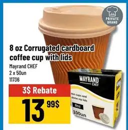 Mayrand Mayrand CHEF Corrugated cardboard coffee cup with lids offer