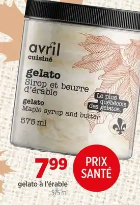 Avril gelato à l'érable offer