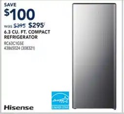 RONA HISENSE 6.3 CU. FT. COMPACT REFRIGERATOR offer