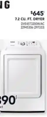 RONA SAMSUNG 7.2 CU. FT. DRYER offer