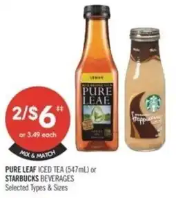 Shoppers Drug Mart Pure leaf iced tea or starbucks beverages offer