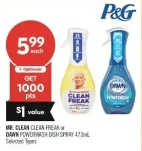 Shoppers Drug Mart Mr. clean clean freak or dawn powerwash dish spray offer