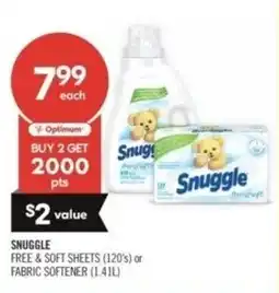 Shoppers Drug Mart Snuggle free & soft sheets or fabric softener offer