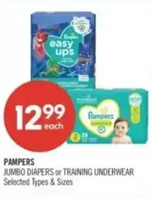 Shoppers Drug Mart Pampers jumbo diapers or training underwear offer