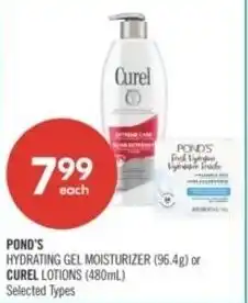 Shoppers Drug Mart Pond's hydrating gel moisturizer or curel lotions offer