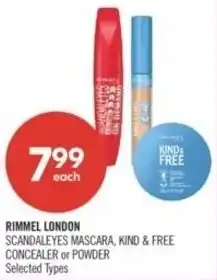 Shoppers Drug Mart Rimmel london scandaleyes mascara, kind & free concealer or powder offer