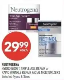 Shoppers Drug Mart Neutrogena hydro boost, triple age repair or rapid wrinkle repair facial moisturizers offer