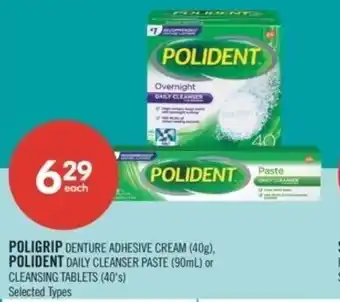 Shoppers Drug Mart Poligrip denture adhesive cream, polident daily cleanser paste or cleansing tablet offer