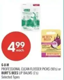 Shoppers Drug Mart G-U-M professional clean flosser picks or burt's bees lip balms offer