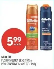 Shoppers Drug Mart Gillette fusions ultra sensitive or pro sensitive shave gel offer