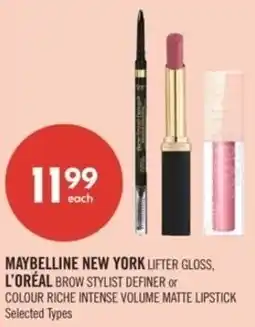 Shoppers Drug Mart Maybelline new york lifter gloss, l'oréal brow stylist definer or colour riche intense volume matte lipstick offer